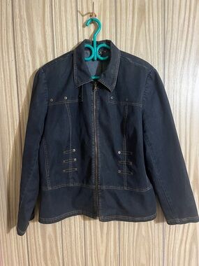 Click Casual Dark Blue Zip-Front Women's Jacket